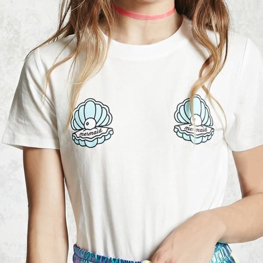White Mermaid Graphic Bodysuit